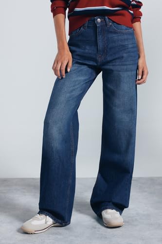 Jean wide leg bleu taille 44 en coton robuste et confortable - 3