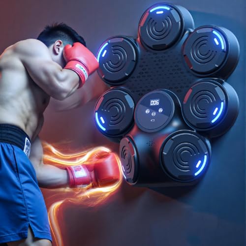 twostronking Macchina per Boxe Musicale Montata a Parete, con 5+2 Posizioni di Attacco, 9 velocità E modalità di Regolazione, Installazione Senza Pugni, per Adulti, Adolescenti, Professionisti