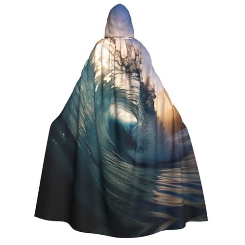 NBAGHPQ Hermosa capa con capucha con estampado de olas del océano Carnaval Cosplay capa capa para fiesta de disfraces interior al aire libre eventos