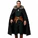 MSOrient Medieval Viking Cloak Fur Cape Cosplay Costume Renaissance King With Fur Cloak Halloween Costume (S, Black)