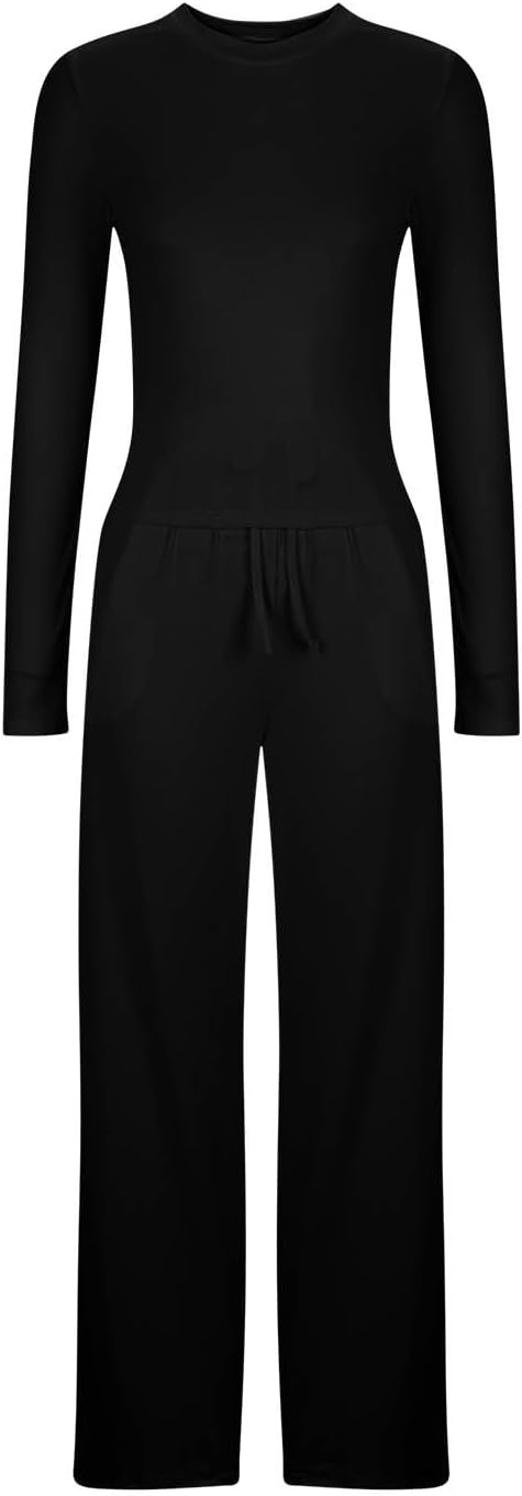 Matching Lounge Sets for Women Fall Comfy Long Sleeve Shirts Pants 2 Piece Sweatsuits Casual Workout Track Suits - Image 4