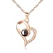 Meangel Love Heart Necklace Necklace for Women 100 Languages I Love You Memory Necklace Best Gift for Her