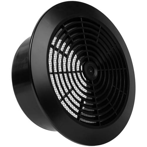 Vent Systems Griglia da soffitto smontabile, 15,2 cm, nera, in plastica, griglia di ventilazione rotonda, copertura per griglia, schermo in nylon, prese d'aria HVAC per bagno, casa, ufficio, cucina