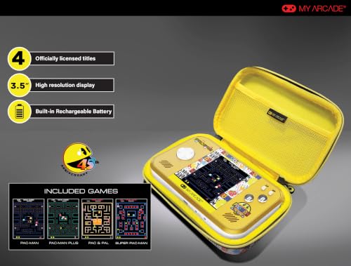 Image of My Arcade Pac-Man Pocket Player Max: Pac-Man Retro Gaming, Rechargeable Battery, 4 Classic Games in 1, Arcade Game