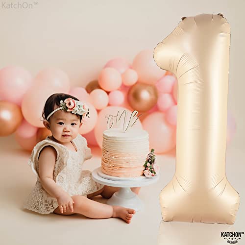 Image of KatchOn Beige Number 1 Balloon 40 Inch