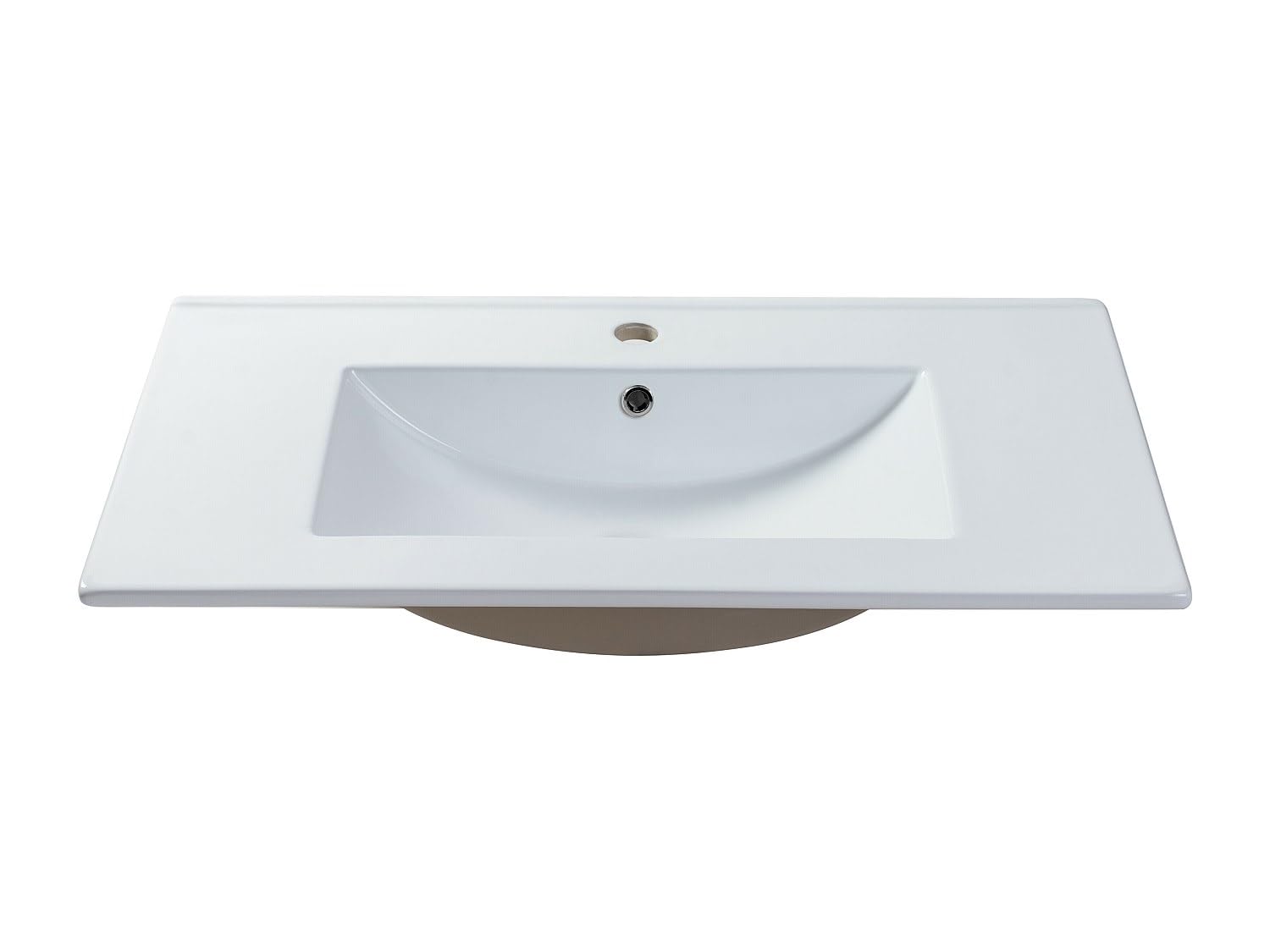 Vente-unique - Lavabo empotrado Motiac - L 101cm x A 46.5cm x H 17cm - cerámica - blanco
