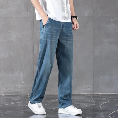 Men's Business Classic Straight Denim Trousers Stretch Comfortable Loose Jean with Pockets3