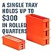 BankSupplies Quarter Large Capacity Coin Storage Box - Orange - 300 Dollar Capacity - Coin Organizer - High Capacity Coin Box - Stackable Rolled Quarter Holder