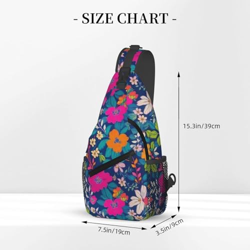 Mochila sling floral urbana para mujer y hombre miniatura 3