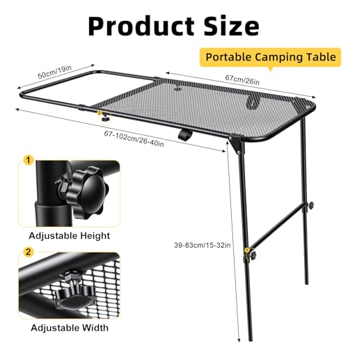 Mesa de Camping Maixhae de Hierro Montada en Llanta, Ajustable y Plegable miniatura 2