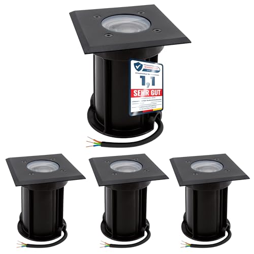 linovum 4er Set BOQU Bodenspots IP67 schwarz mit LED GU10 2W warmweiss - 4x...