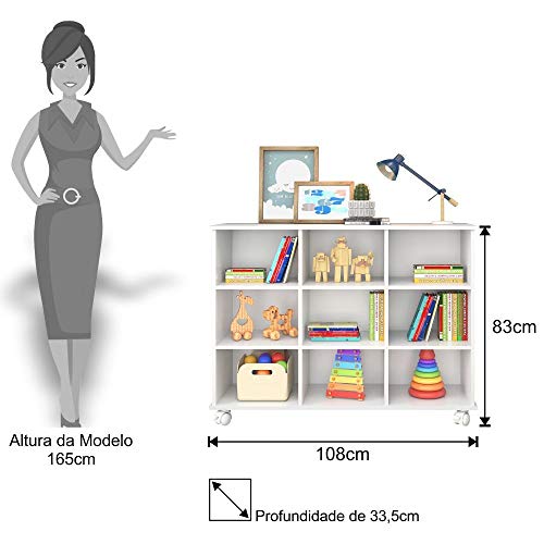 Nicho Organizador 3 Gavetas com Rodízios Branco - Qmovi