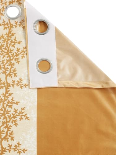 Image of Home Sizzler 2 Pieces Bloom Line Grommet Eyelet Polyester Window Curtains - 5 Feet, Gold