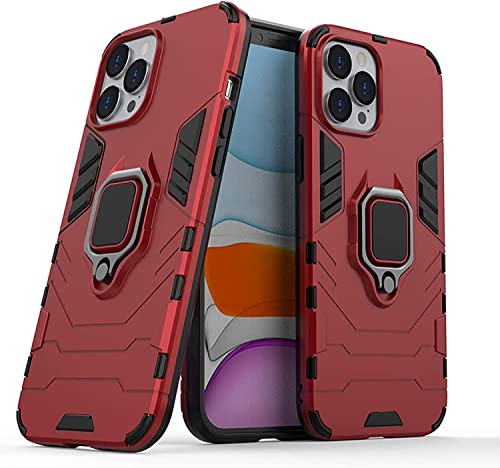 Coque iPhone 14 antichoc rouge avec béquille anneau et support magnétique