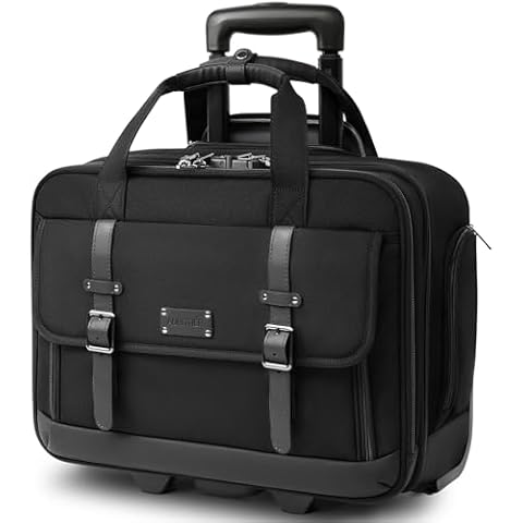AUROTIER Rolling Laptop Bag, Briefcase for Men and Women, 17 Inch Computer Bag with Wheels Underseat Carry on Luggage, Laptop Briefcase Case for Work, Travel, College Teacher, Mobile Office Bag Cover