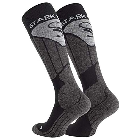 STARK SOUL Damen & Herren Skisocken, Funktionssocken, Snowboard- Skistrümpfe mit Spezialpolsterung, grau, Gr. 39-42 Cover