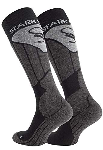 STARK SOUL Chaussettes de Ski et Snowboard Hauteur Genou, pour Hommes et Femmes, gris, 39-42