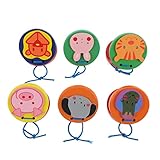 FRCOLOR Castañuelas De Dedo De Madera para Niños, Juguete Educativo Temprano, Tamaño Pequeño, Seguro y Ecológico, Adecuado para Interior y Exterior, Set De 6 Piezas De Animales Mixtos