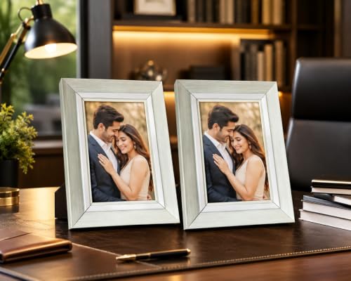 Image of 4x6 Inch Photo Frame Set of 2 - Acrylic Front Table Top Photo Frames with Stand, Dual Orientation Portrait & Landscape Display for Home Office Decor (sage green)