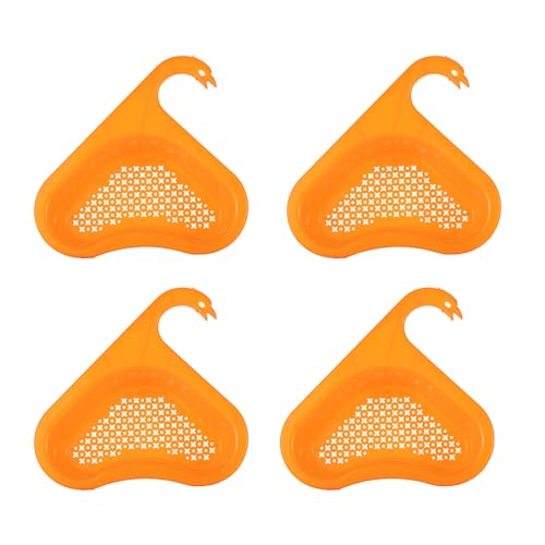 Swan - Colador para fregadero, 4 unidades, cesta escurridora de platos duradera de polipropileno con ganchos para frutas, verduras y utensilios (naranja)