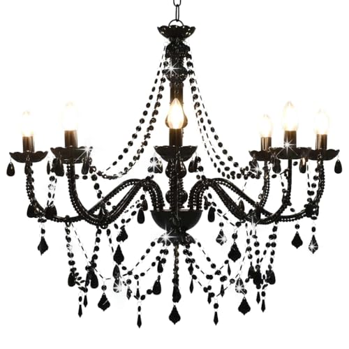 vidaXL Lustre à Perles 8 Ampoules Plafonnier Lampe Suspendue Luminaire Eclairage Intérieur Salon Chambre à Coucher Salle à Manger Maison