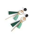 Pendientes de borla de madera triangulares para mujer, antialérgicos, color verde