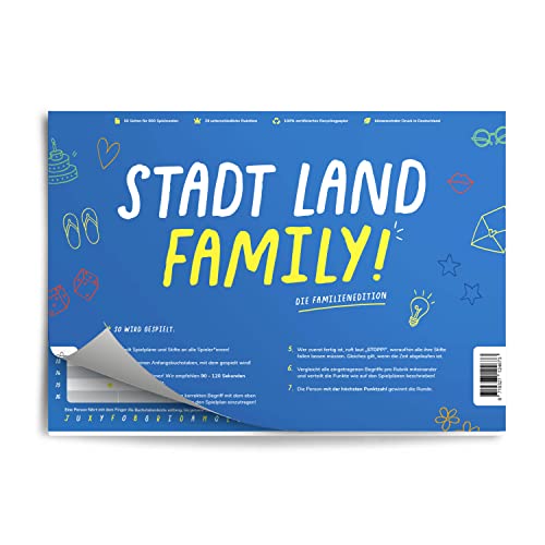 Stadt Land Family | Spiel Für Familien | Stadt Land Fluss Als Spieleblock | Lernspiel Und Wissensspiel (1 x Stadt Land Family) Cover