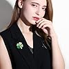 4 Pezzi Spilla a Quadrifoglio, Spilla di Strass Verde, Spilla di Cristallo, Clip per Sciarpa di Cristallo in Lega, per Donne, Ragazze #3