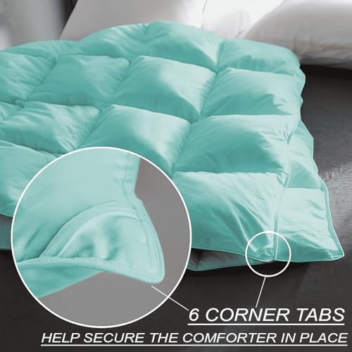 Image of Twin Size Comforter Set - All Season Down Alternative Bedding Comforter Set - Quilted Duvet Insert with Corner Tabs - Box Stitched Blanket - Breathable, Soft - Aqua