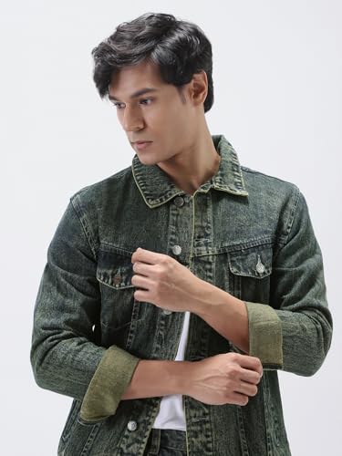 Image of Urbano Fashion Men's Regular Fit Washed Full Sleeve Denim Jacket