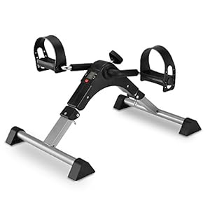 MOMODA Stationary Cycle Pedal Exerciser Desk Exercise Bike with LCD Monitor Foldable (Black/Grey)