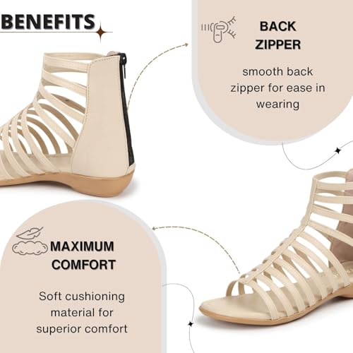 Image of TRASE Flats Gladiator With Zip Closure For Women Sandals| Gladiator High-Tops Sandals For Women | Stylish & Comfortable | College, Office, Shopping, Outdoor & Beach Wear
