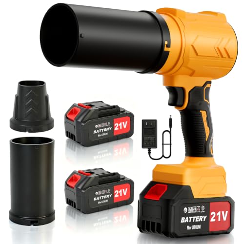 RAXONE Leaf Blower Cordless 950000RPM 21V Battery Powered Electric Leaf Blower with 2 x 4.0Ah Battery Handheld Lightweight Turbo Blower Air Blower for Snow Lawn Care with 2 Extended Nozzle