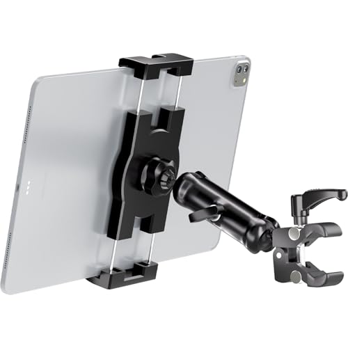 Mippko iPad Holder for Microphone Stand,Mic Music Stand Tablet Holder Mount,360°Adjustment Aluminium Alloy Arm Super Crab Clamp,Compatible with 4.7~12.9 inch iPad/Nexus/LG G Pads/Smartphones