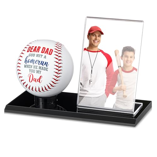 Colingmill Baseball Dad Gifts Ball and Card Holder from Son Daughter Wife Baseball Display Case Birthday Gift for Dad Men Base Ball Lovers