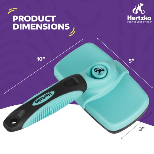 Hertzko-Dog-Brush-for-Shedding-Self-Cleaning-Slicker-Brush-for-Dogs-and-Cats-Gently-Removes-Loose-Hair-Tangles-and-Dirt-Grooming-Brush-Suitable-for-Long-or-Short-Coats-Aqua Hertzko Dog Brush for Shedding Self Cleaning Slicker Brush for Dogs and Cats Gently Removes Loose Hair Tangles and Dirt Grooming Brush Suitable for Long or Short Coats Aqua