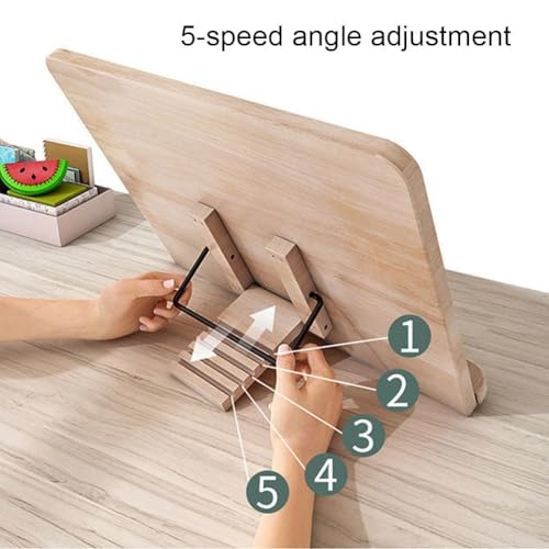 Soporte para libros de madera natural y ajustable para escritorio y hogar 6