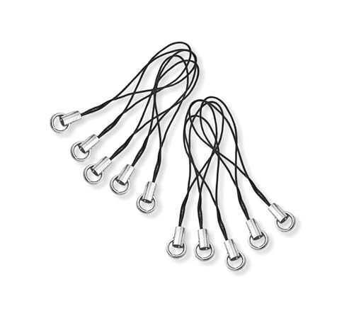 Image of Silver Metal Phone Charm Thread Hanging String Rope Cord Nylon Black with Jump Ring Pack of 10 pcs Clasp for Cell Phone Cover Keyring Pendrive DIY Jewellery Straps with Zip Carry case Pouch