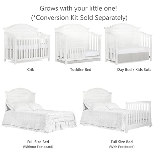 Evolur Belmar Curve 5-in-1 Convertible Crib in Weathered White, Greenguard Gold Certified, Features 3 Mattress Height Settings, Crafted from Hardwood, Wooden Nursery Furniture - Image 7