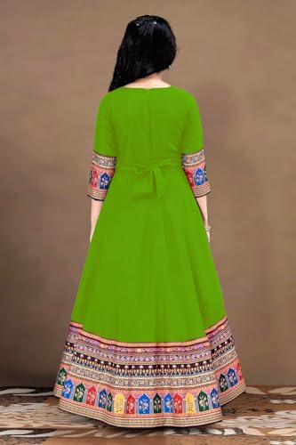 Image of Cotton Silk Long Anarkali Kurta for Girls