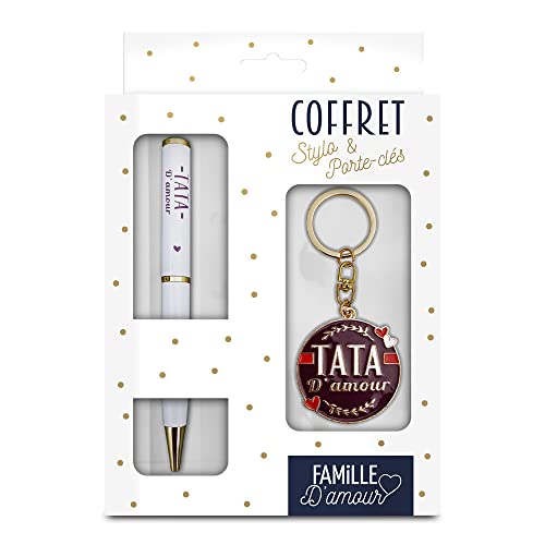 Coffret stylo et porte clés modèle Tata d'amour