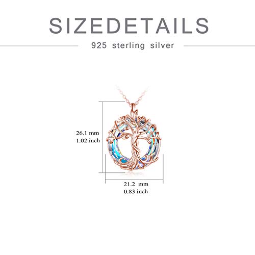Toupop Women Necklace Sterling Silver Rose Gold Tree Of Life Pendant Necklace With Airore Boreale Crystal Birthday Christmas Anniversary Mothers Day Jewelry Gifts For Women Girls Mom Her #TOP2