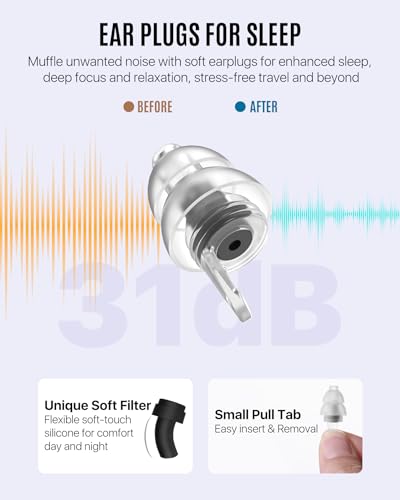 Ohrstöpsel zum Schlafen 2Paar, Weich Gehörschutz Ohrenstöpsel gegen Schnarchen, Noise Cancelling Silikon Ohr-Stöpsel Lärmreduzierung für Schlaf Arbeiten Reisen, 2 Größen