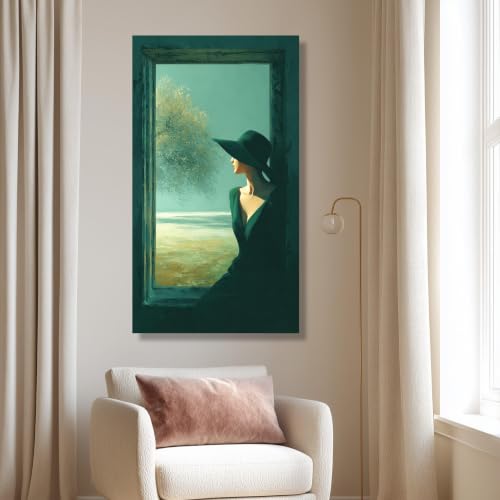 Peinture à l'huile sur toile femme au chapeau TONGYINLI impression grand format - 2