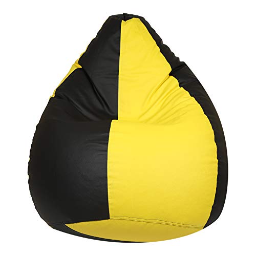 Skyshot Classic Bean Bag Filled with Beans/Fillers (XL, Black & Yellow)