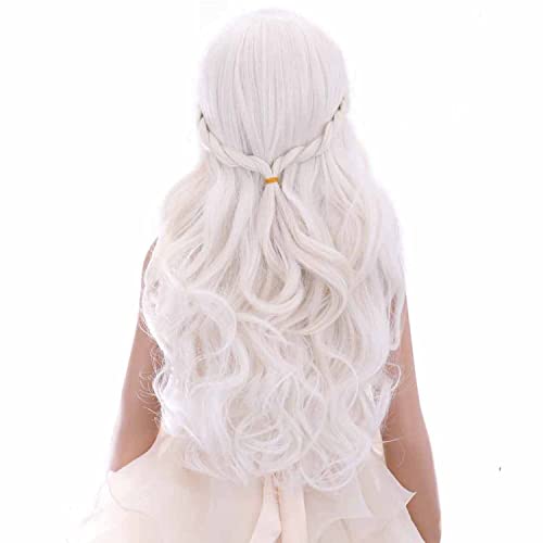 Image of PATTNIUM Platinum Blonde Wig for Kids Wig Long Wavy White Wig for Girls Heat Resistant Synthetic Cosplay Costume Wigs