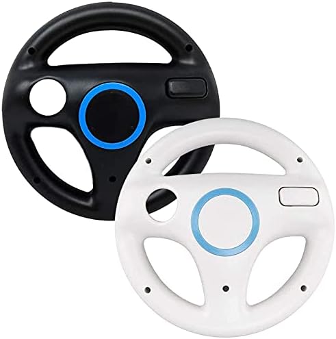 Tmyes Mario Kart Racing Wheel Compatible with Nintendo Wii and Wii U 2 Pack (Black&White)