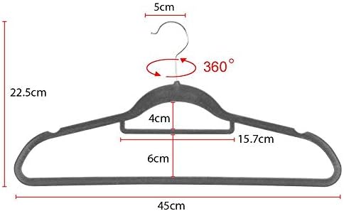 Yaheetech 100x Velvet Hangers w/Tie Bar Flocked Hangers Non Slip 360° Swivel Hook Gray
