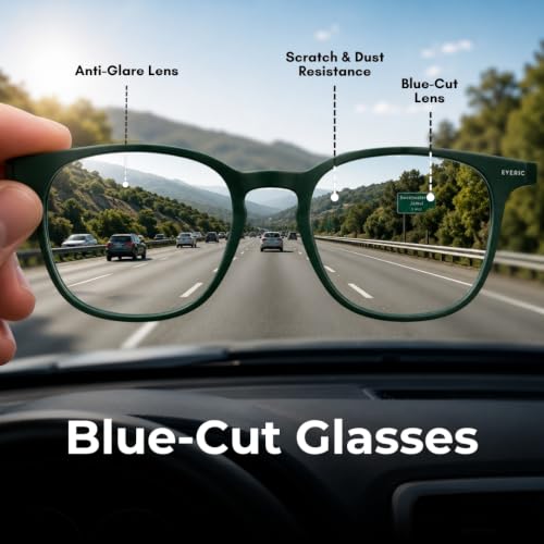 Image of 3 in 1 Clip On Sunglasses for Men & Women | Classic Lightweight Square Frame Zero Power Eyeglasses | Polarized Lens with UV400 | Night Vision Clip On for Driving