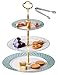 Jusalpha 3-tier Elegant Blue Ceramic Cake Stand/Cupcake Stand/Dessert Stand/Tea Party Pastry Serving Platter/Food Display, Stand, Comes In a Gift Box- Free Sugar Tong JQ-3RG (Blue)